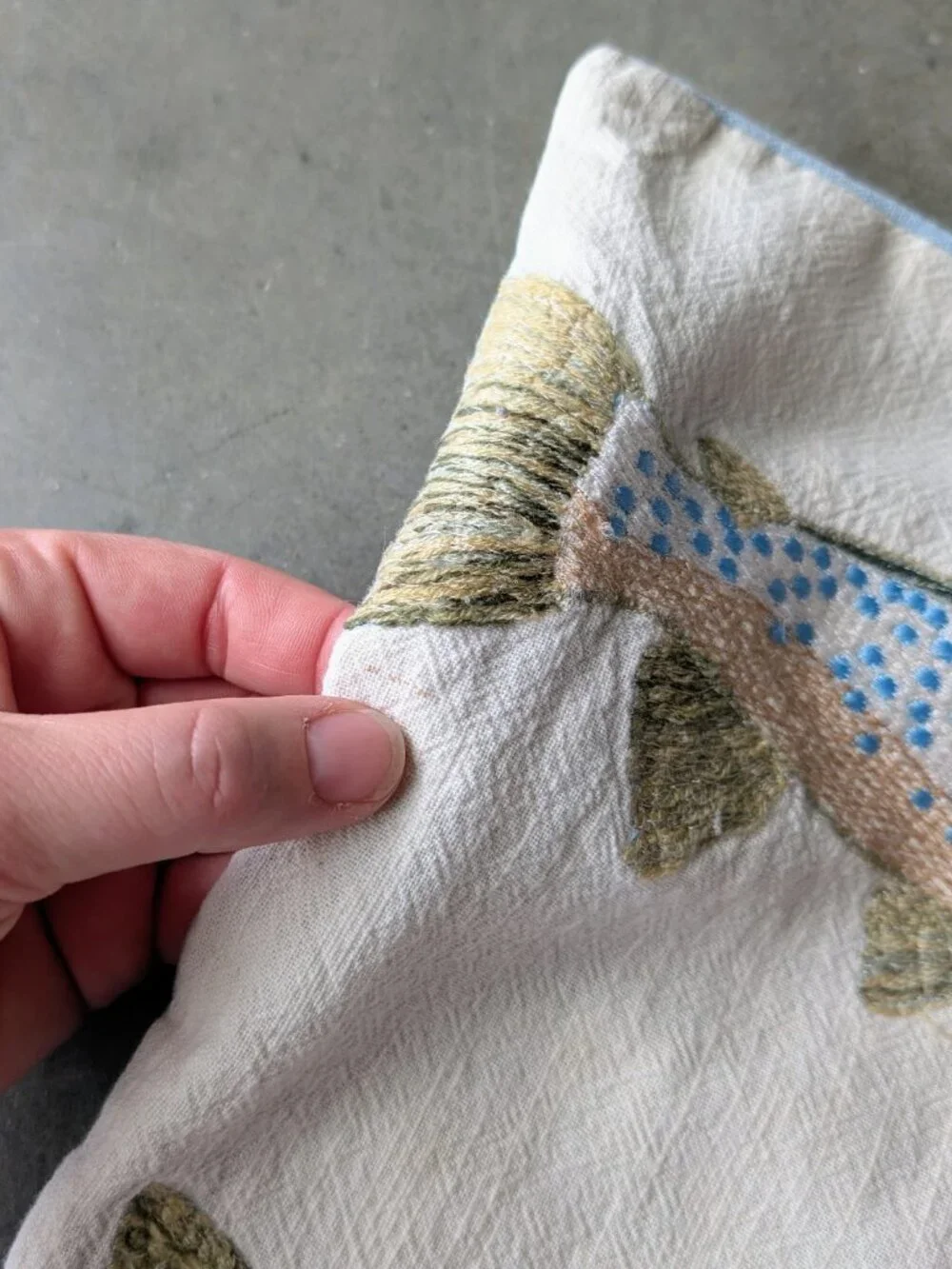 Handmade Embroidered Fish Pillowcase Square Pillow Cover 18